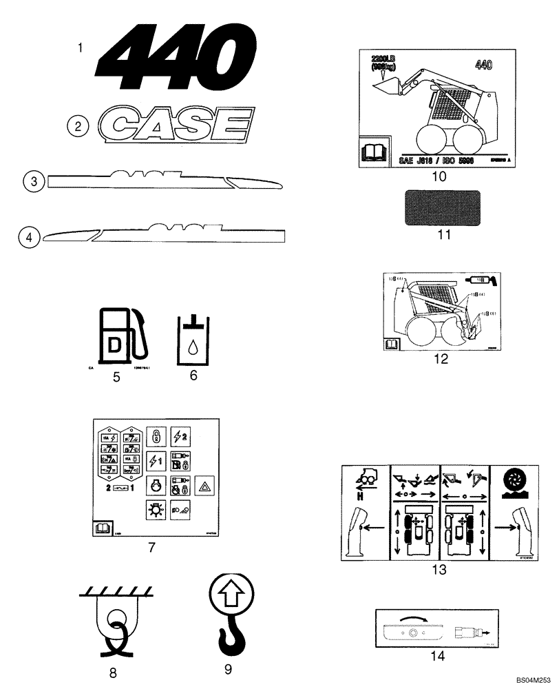 Схема запчастей Case 440 - (09-43) - DECALS (440) (09) - CHASSIS