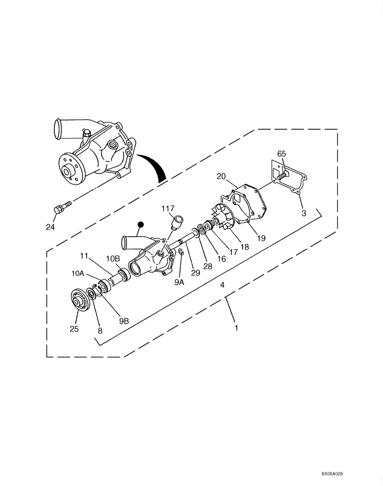 Схема запчастей Case CX225SR - (02-07) - WATER PUMP SYSTEM (02) - ENGINE