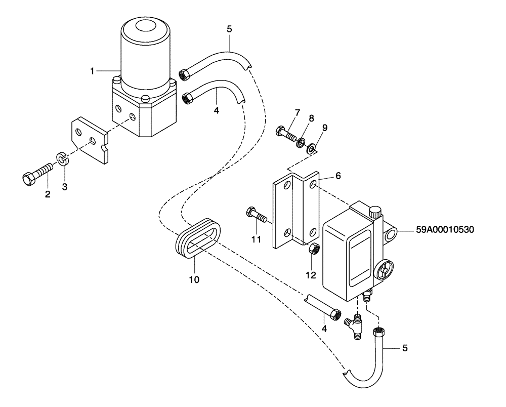 Схема запчастей Case 330 - (59A00010531[03]) - HOODS - HYDRAULIC DUMPING - ELECTRICAL PUMP - OPTION (10) - Cab/Cowlings