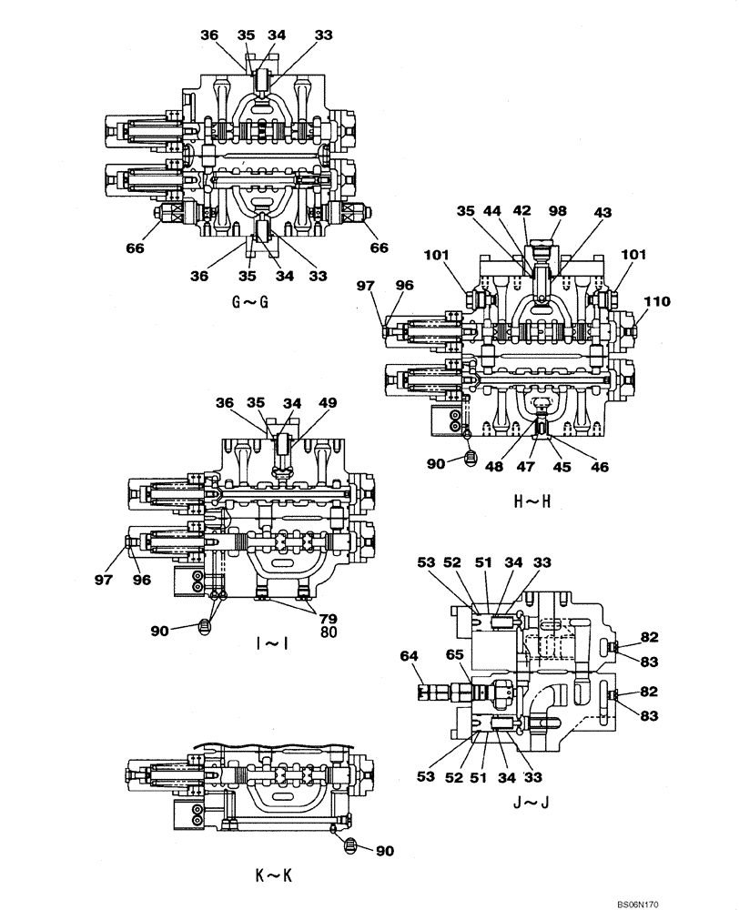 Схема запчастей Case CX290B - (08-61) - KBJ12141 VALVE ASSY - CONTROL (08) - HYDRAULICS