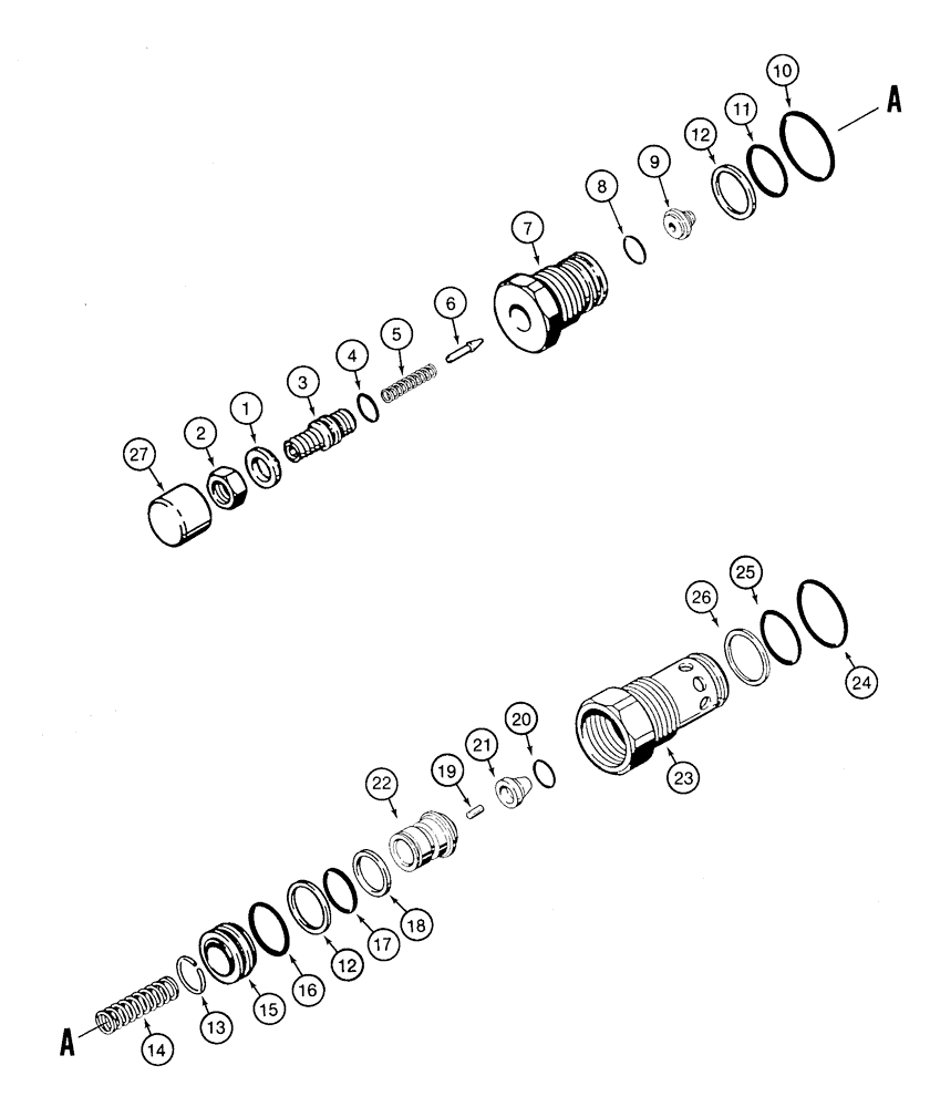 Схема запчастей Case 821C - (08-31) - VALVE ASSY, RELIEF VALVE ASSY, ANTICAVITATION (08) - HYDRAULICS