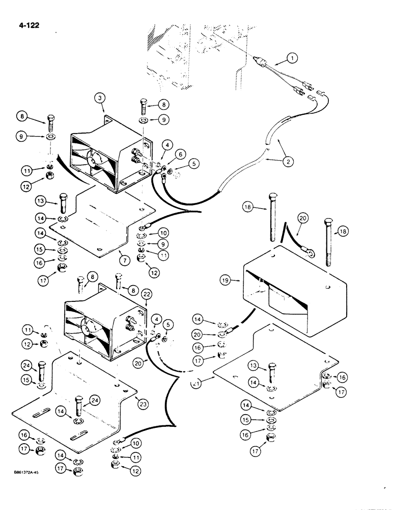 Схема запчастей Case W20C - (4-122) - BACKUP ALARM, USED ON W20C P.I.N. 9155766 AND AFTER (04) - ELECTRICAL SYSTEMS