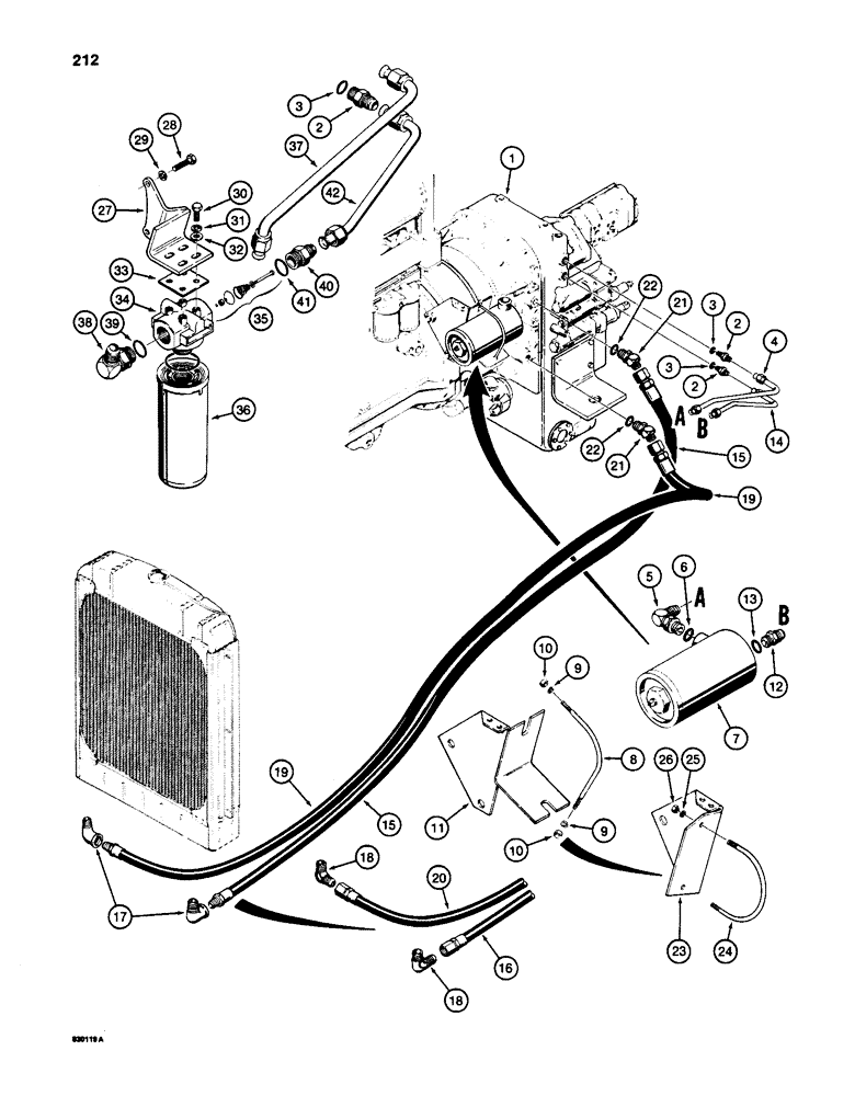 Схема запчастей Case W24C - (212) - TRANSMISSION HYDRAULIC CIRCUIT (06) - POWER TRAIN