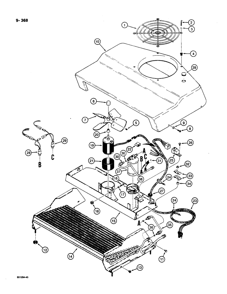 Схема запчастей Case W36 - (9-368) - AIR CONDITIONING CONDENSER - L115234 (09) - CHASSIS/ATTACHMENTS