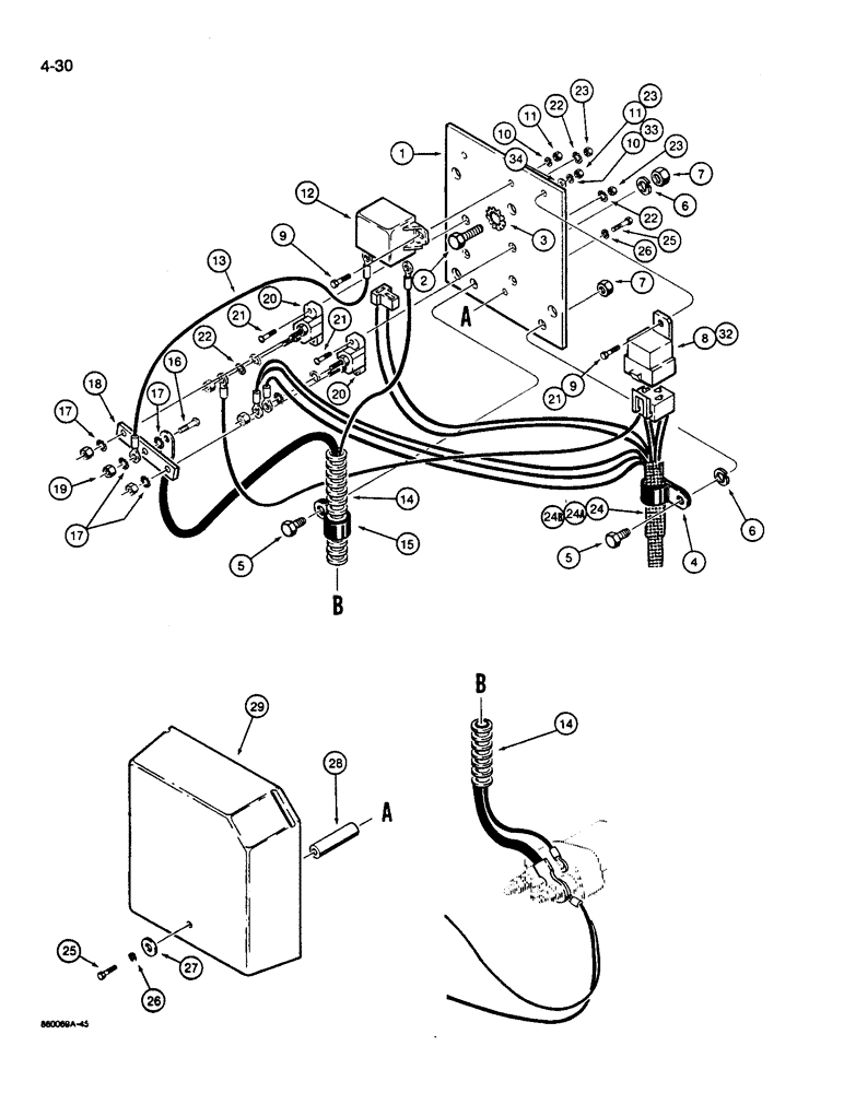 Схема запчастей Case W14B - (4-30) - REAR HARNESS TO RELAY PANEL (04) - ELECTRICAL SYSTEMS