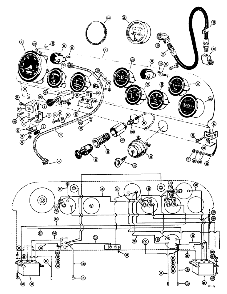 Схема запчастей Case W8B - (060) - INSTRUMENT PANEL, DIESEL ENGINE, USED WITH ALTERNATOR, AND GENERATOR ELEC. SYSTEM (06) - ELECTRICAL SYSTEMS