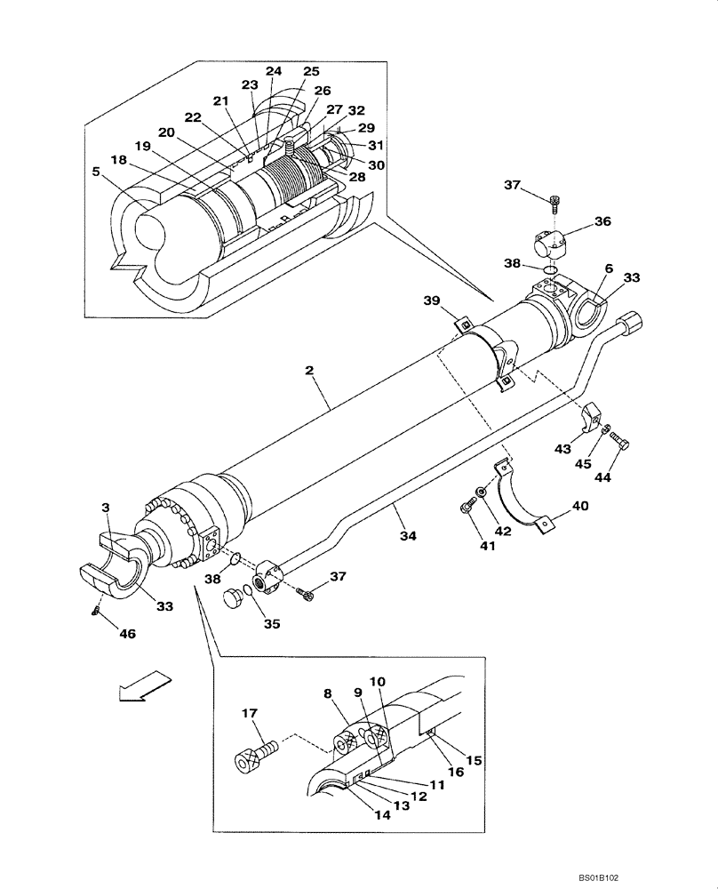 Схема запчастей Case CX160 - (08-75) - CYLINDER ASSY, ARM - MODELS WITHOUT LOAD HOLD (08) - HYDRAULICS