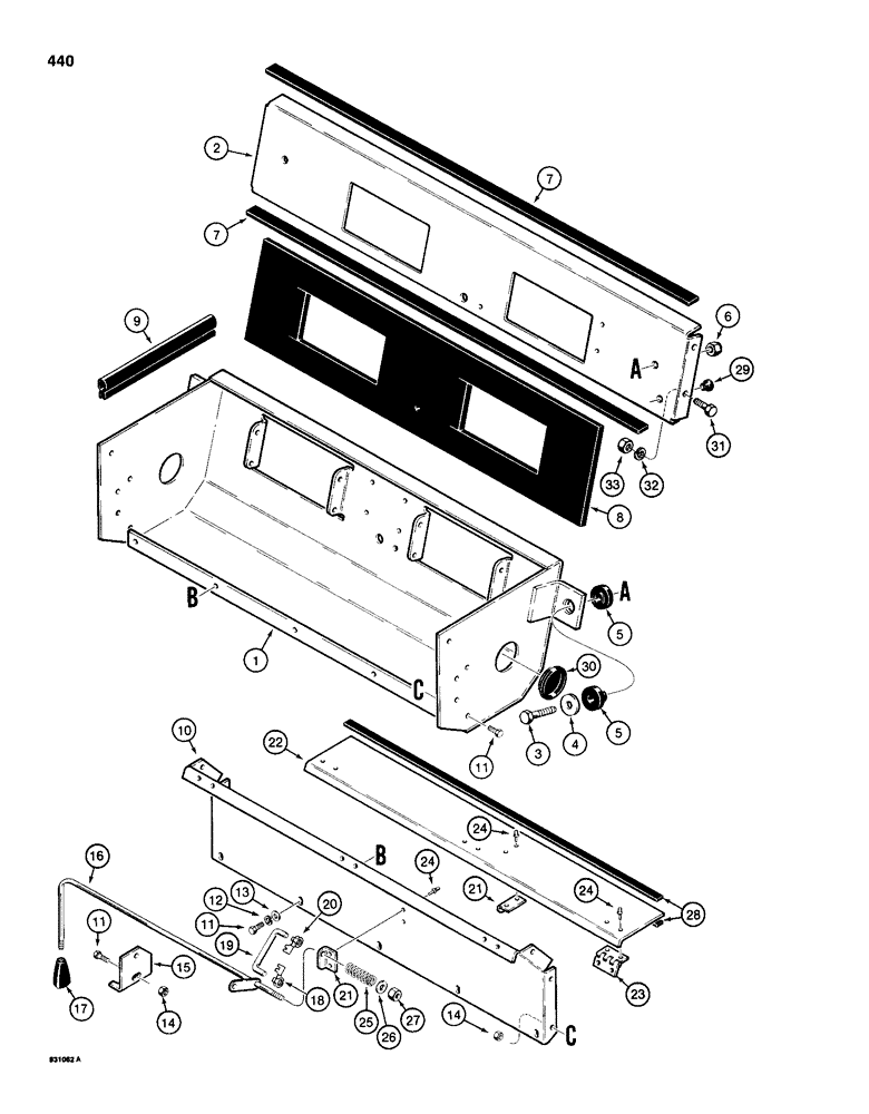 Схема запчастей Case 1150D - (440) - CAB, BLOWER HOUSING AND AIR FLOW CONTROL (09) - CHASSIS/ATTACHMENTS