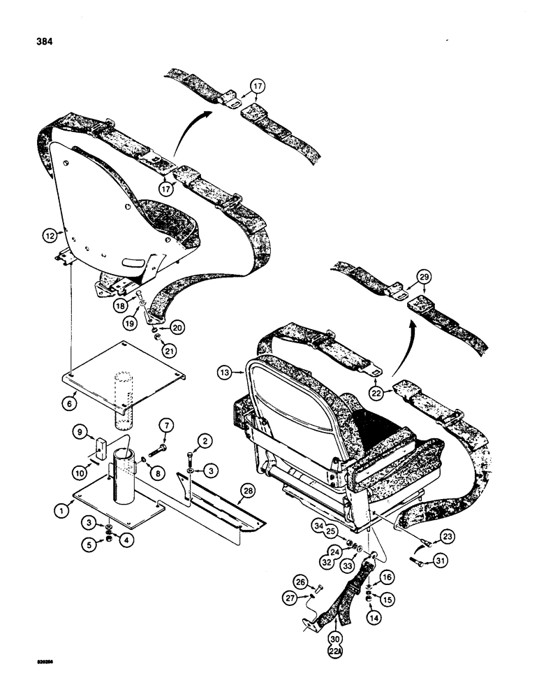 Схема запчастей Case W20 - (384) - SEAT AND MOUNTING PARTS (09) - CHASSIS/ATTACHMENTS