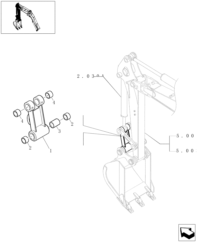 Схема запчастей Case CX31B - (5.0088[09]) - LINK BUCKET WITH SAFETY HOOK (SAFETY VALVE) - 747936070, 747936080 (84) - BOOMS, DIPPERS & BUCKETS