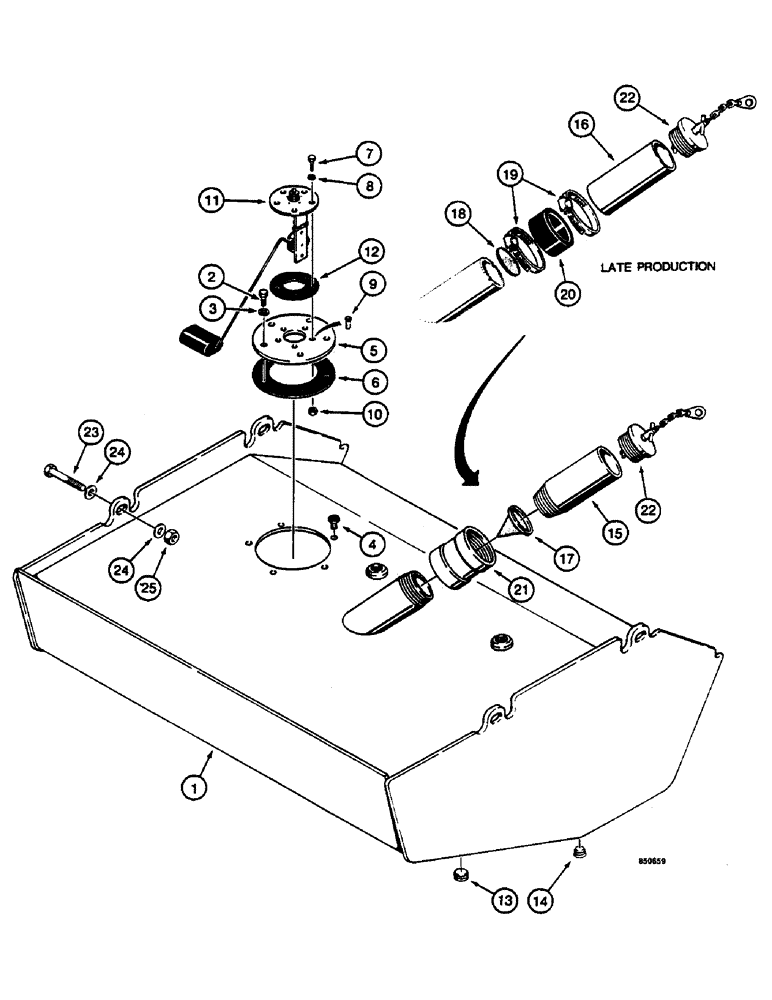 Схема запчастей Case W14 - (078) - FUEL TANK AND SENDER (03) - FUEL SYSTEM