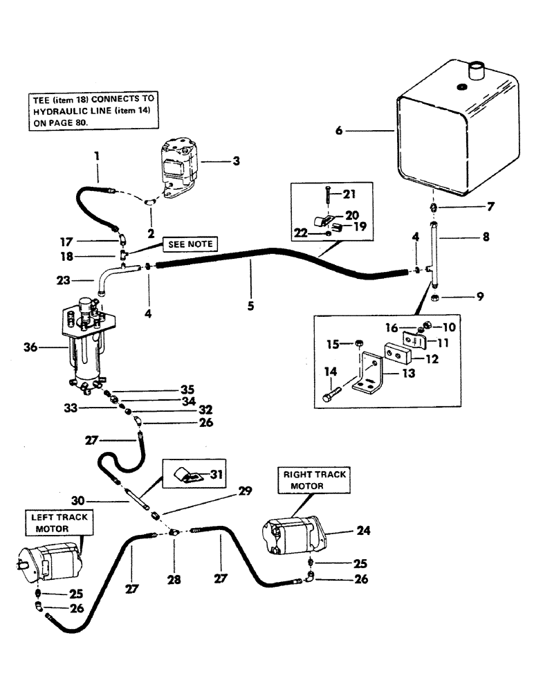 Схема запчастей Case 40YC - (123) - DRAIN HYDRAULICS (07) - HYDRAULIC SYSTEM