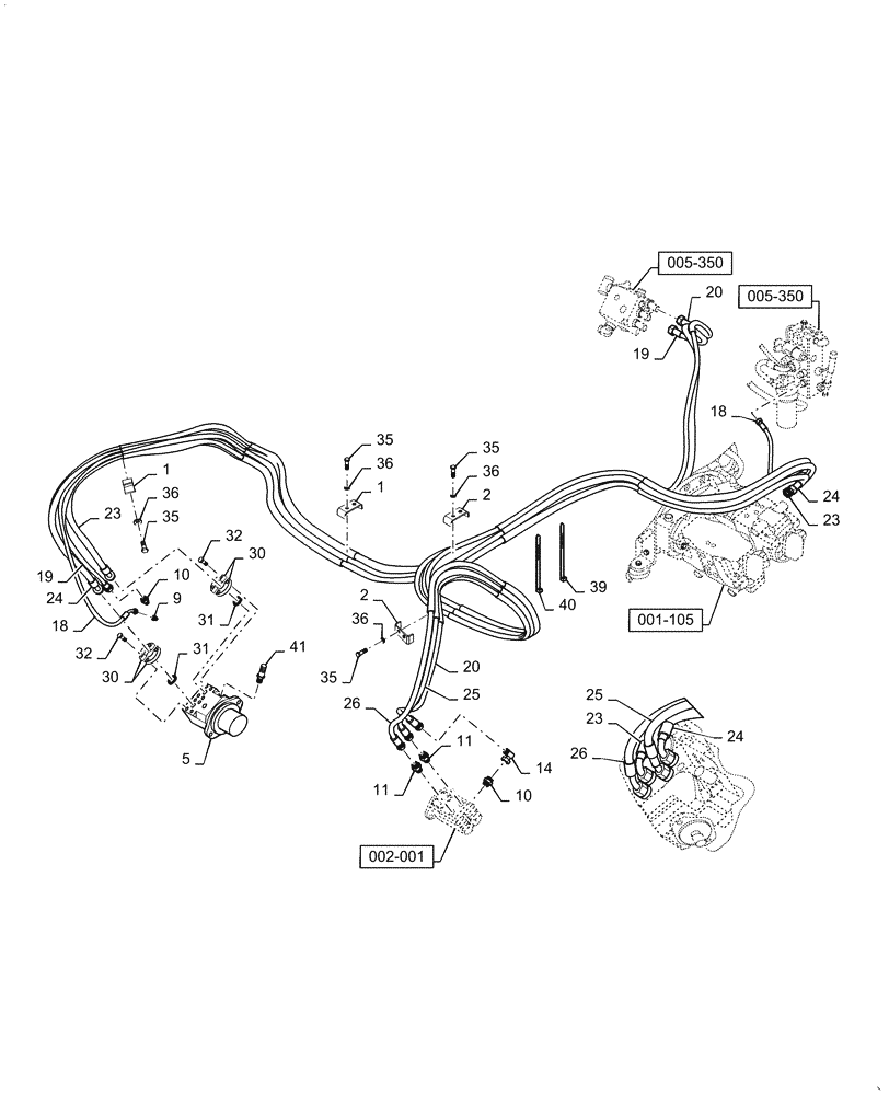 Схема запчастей Case DV213 - (35.310.01) - FRONT HYDRAULIC CHASSIS LINES (GROUP 300-ND135218) (35) - HYDRAULIC SYSTEMS