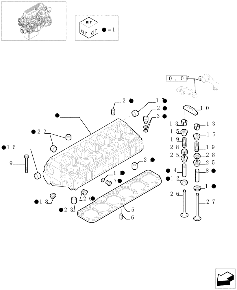 Схема запчастей Case F3AE0684G B004 - (0.06.0[01]) - CYLINDER HEAD & RELATED PARTS (504051863-504051861-504051865) 