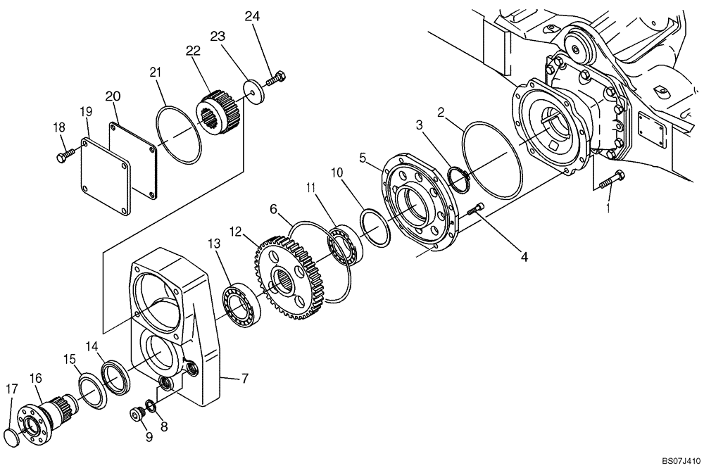 Схема запчастей Case 21E - (16.082[2988736001]) - TRANSFER GEARBOX (14) - MAIN GEARBOX & DRIVE