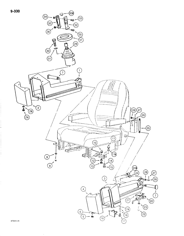 Схема запчастей Case 170B - (9-330) - HAND CONTROL VALVE CONSOLES, P.I.N. 74341 THROUGH 74456 (09) - CHASSIS