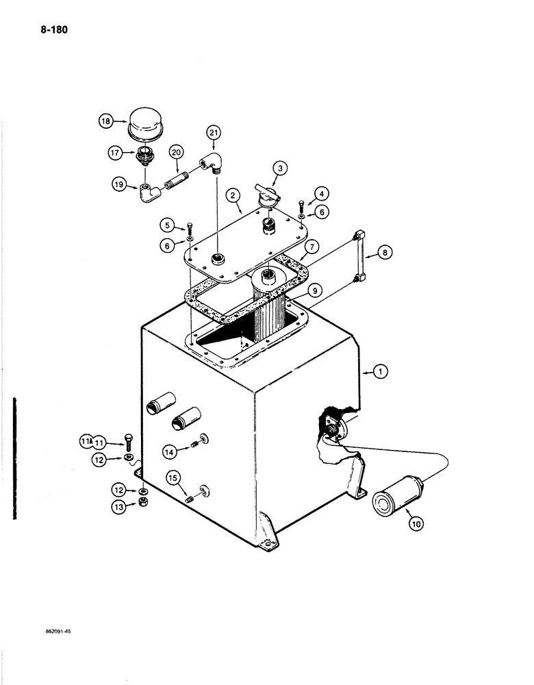 Схема запчастей Case 1080B - (8-180) - HYDRAULIC RESERVOIR (08) - HYDRAULICS