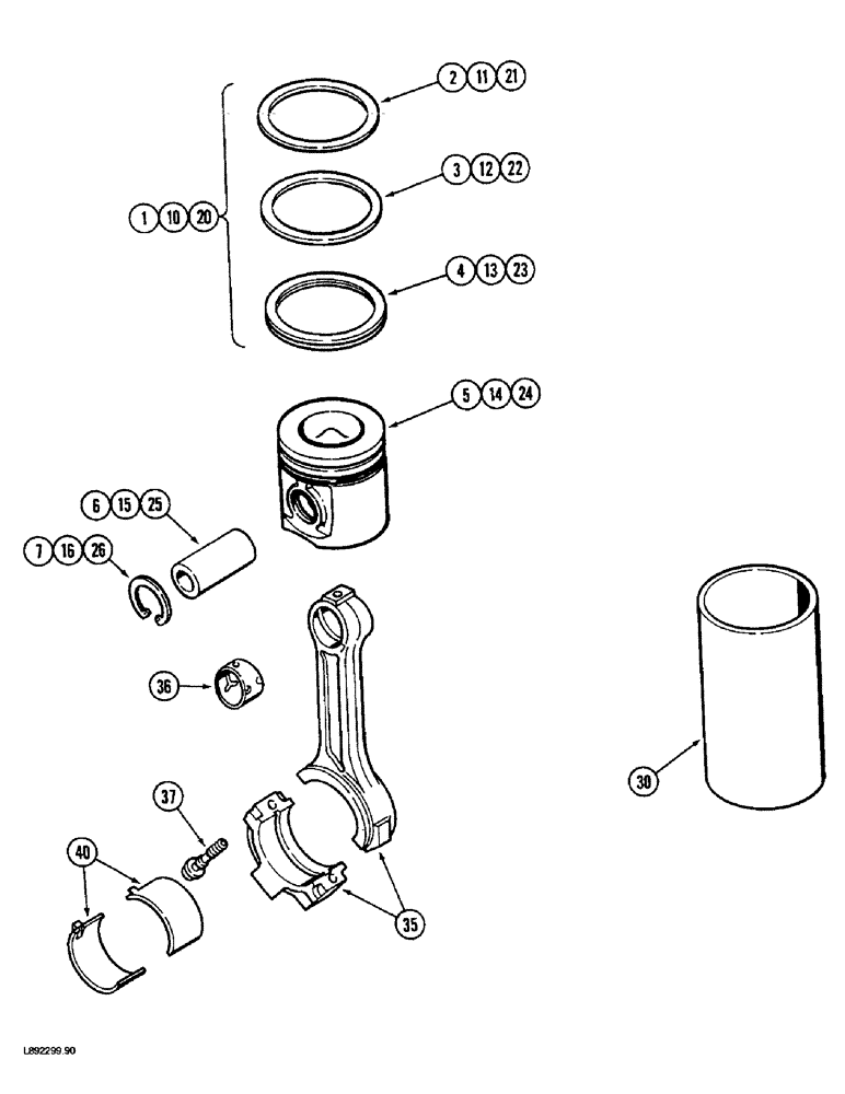 Схема запчастей Case 1088 - (2-60) - PISTONS, 6T-590 ENGINE, STANDARD PISTON KIT (02) - ENGINE