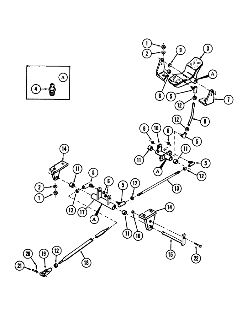 Схема запчастей Case 880B - (246) - PEDAL AND ATTACHING PARTS FOR: TOOL CONTROL (07) - HYDRAULIC SYSTEM