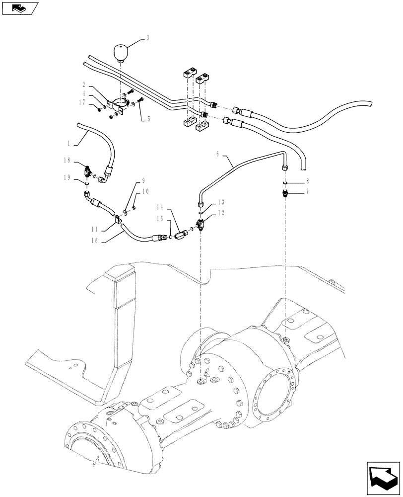 Схема запчастей Case 821F - (33.202.04) - MAIN BRAKE SYSTEM, REAR (33) - BRAKES & CONTROLS