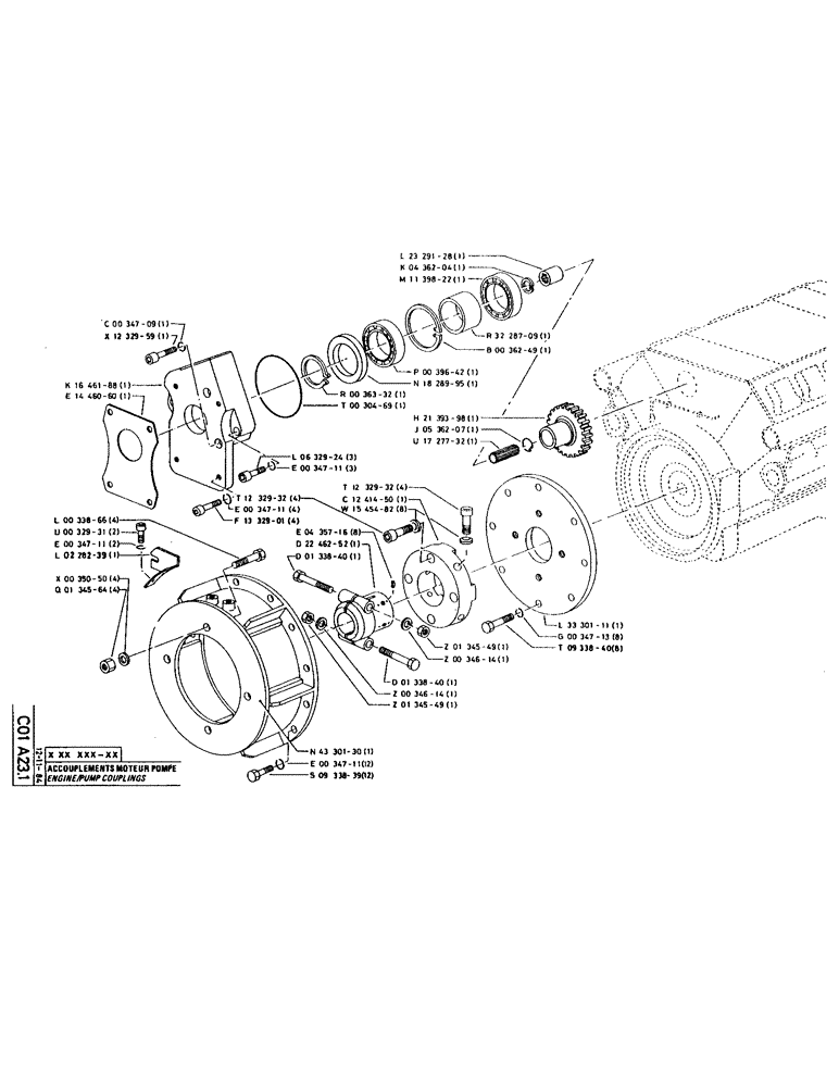 Схема запчастей Case 220 - (081) - ENGINE/PUMP COUPLINGS (01) - ENGINE