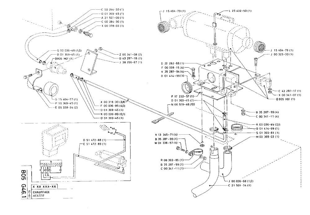 Схема запчастей Case 75C - (B05 G46.1) - HEATER (05) - UPPERSTRUCTURE CHASSIS