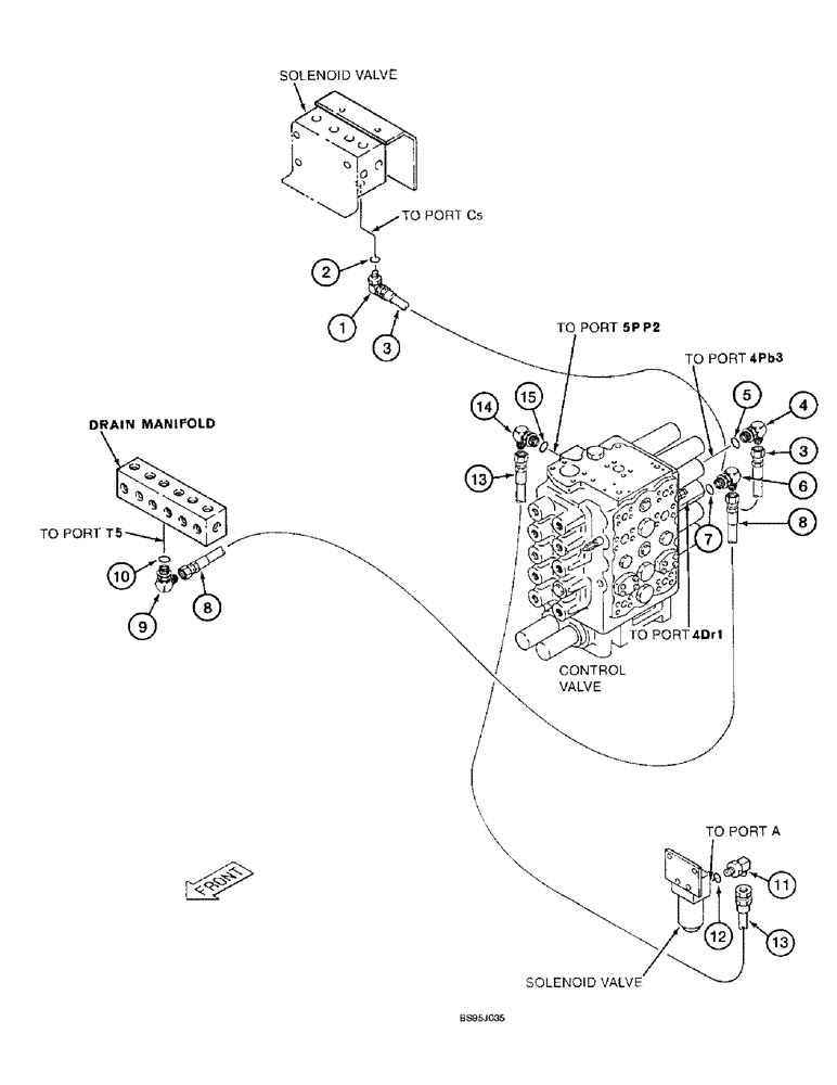 Схема запчастей Case 9060B - (8-046) - BOOM CONTROL LINES, PILOT LINES, MISCELLANEOUS BOOM PILOT LINES (08) - HYDRAULICS