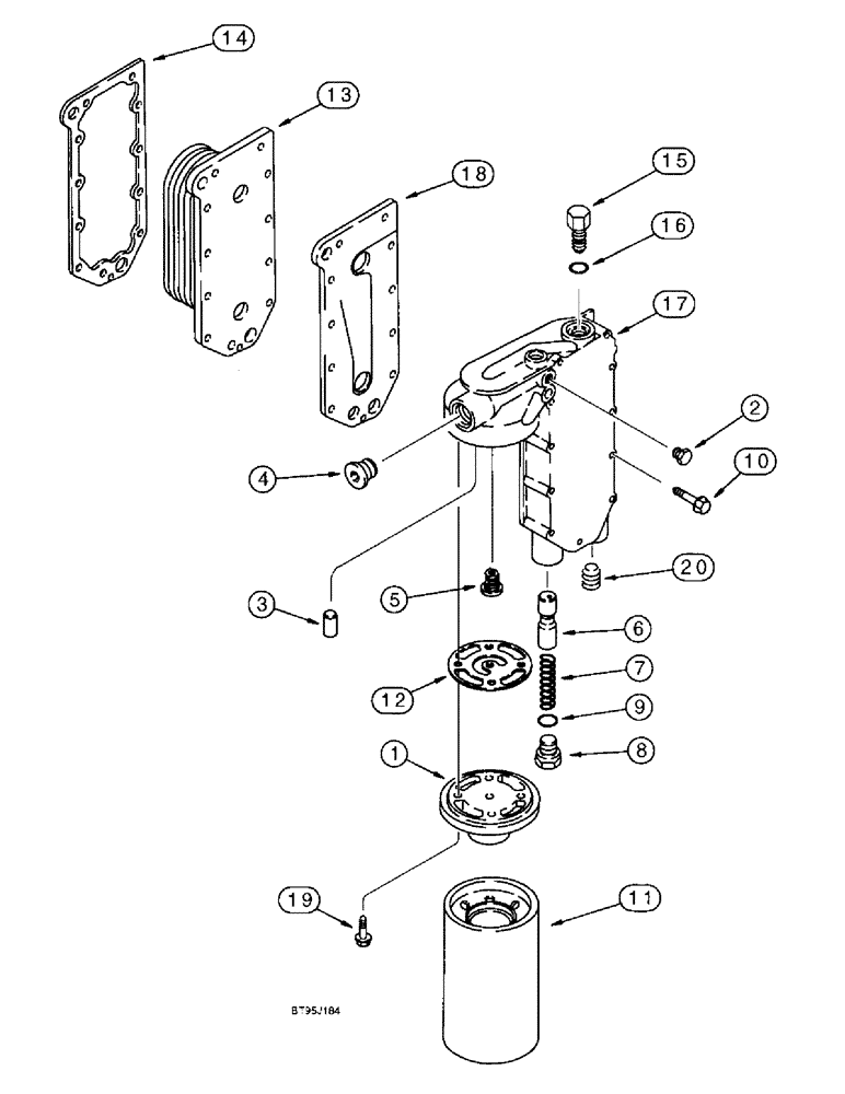 Схема запчастей Case 9040B - (2-42) - OIL FILTER AND COOLER, 6T-830 EMISSIONS CERTIFIED ENGINE, P.I.N. DAC04#2001 AND AFTER (02) - ENGINE