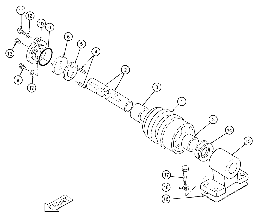 Схема запчастей Case 9040 - (5-10) - TRACK CARRIER ROLLER (11) - TRACKS/STEERING