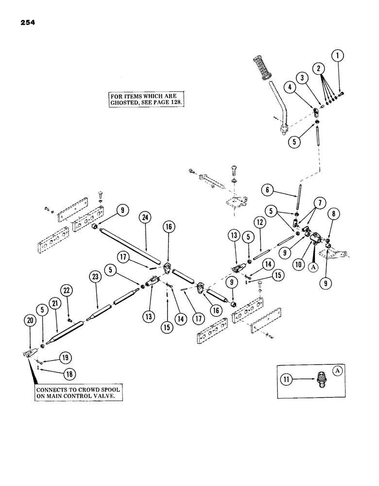 Схема запчастей Case 980B - (254) - CROWD CONTROL HANDLE AND ATTACHING PARTS, (USED ON UNITS PRIOR TO PIN 6204051) (05) - UPPERSTRUCTURE CHASSIS