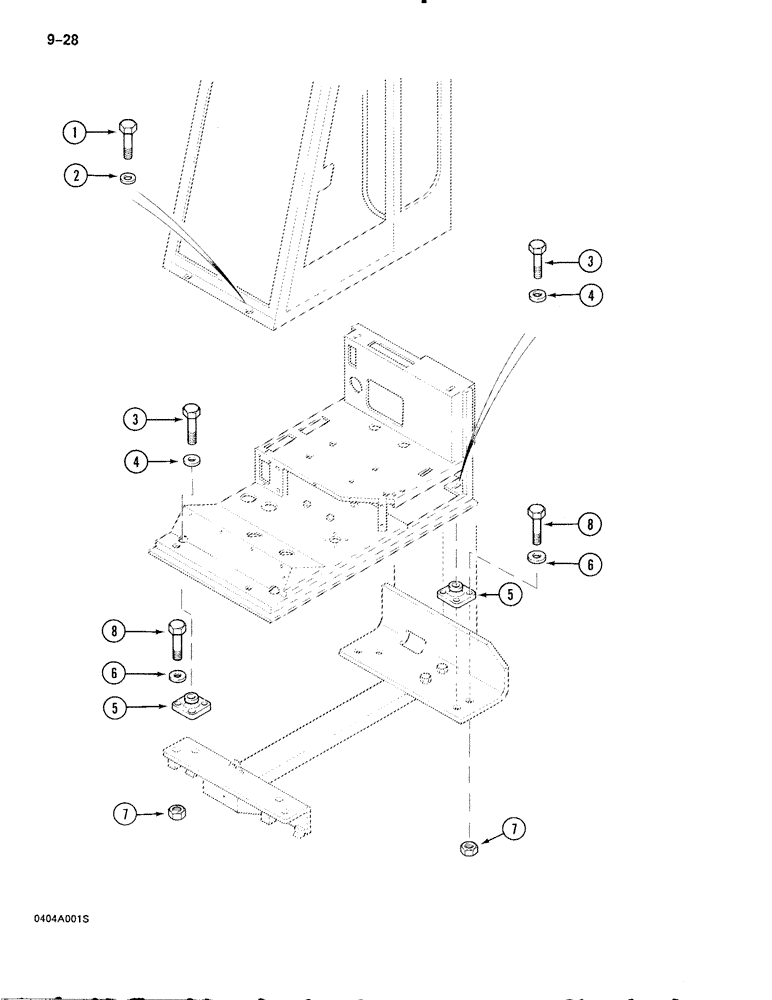 Схема запчастей Case 888 - (9-028) - FLOOR FIXATION (09) - CHASSIS