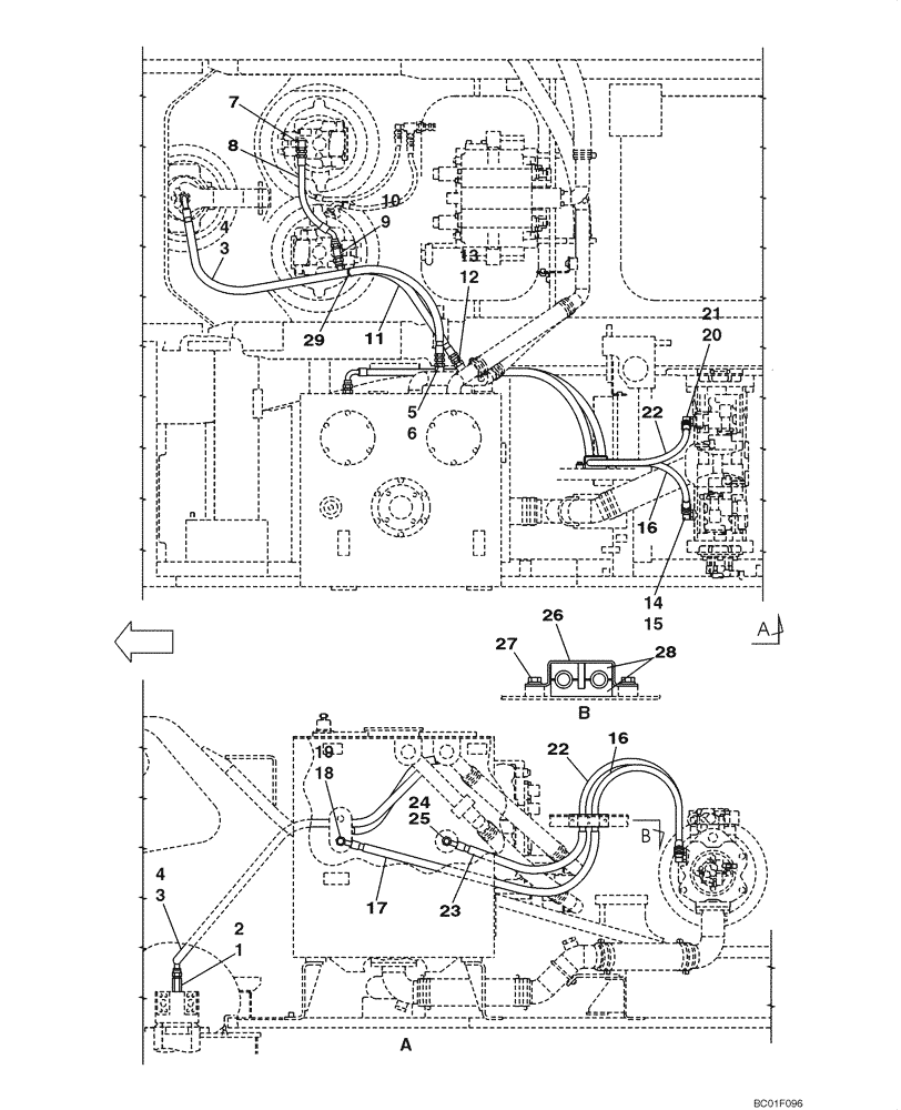 Схема запчастей Case CX800 - (08-07) - HYDRAULICS - DRAIN LINE, MODELS WITHOUT LOAD HOLD (08) - HYDRAULICS