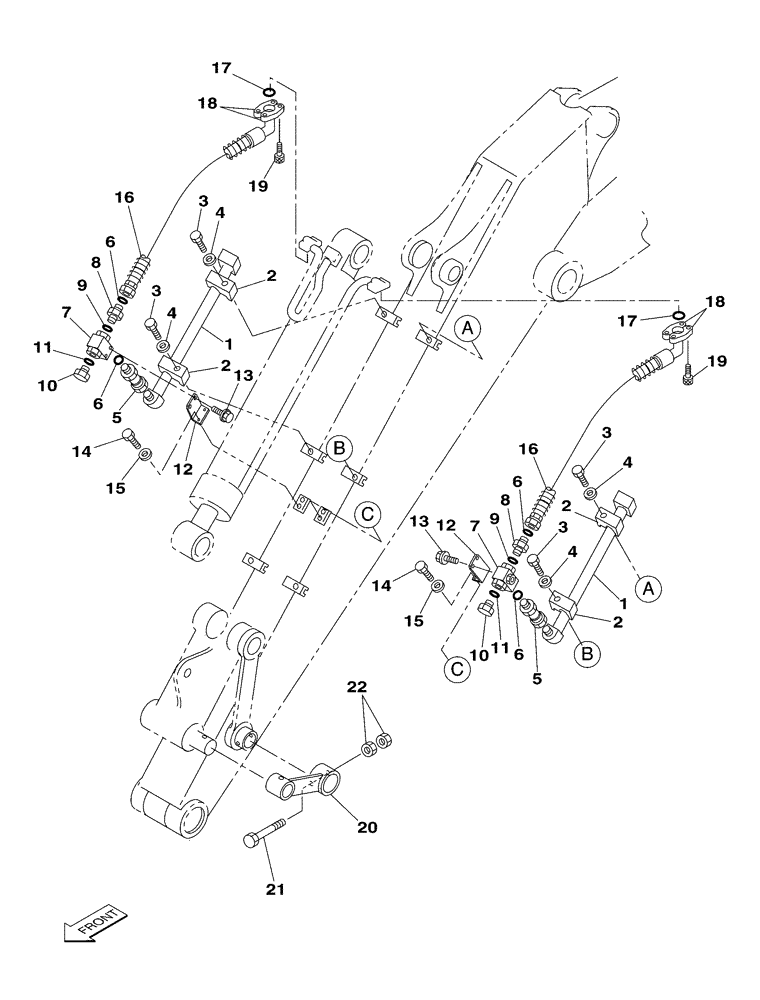 Схема запчастей Case CX350 - (08-077-00[01]) - HYDRAULIC CIRCUIT - CLAMSHELL OR BUCKET - DIPPER (3.25 M - 4.04 M) (08) - HYDRAULICS