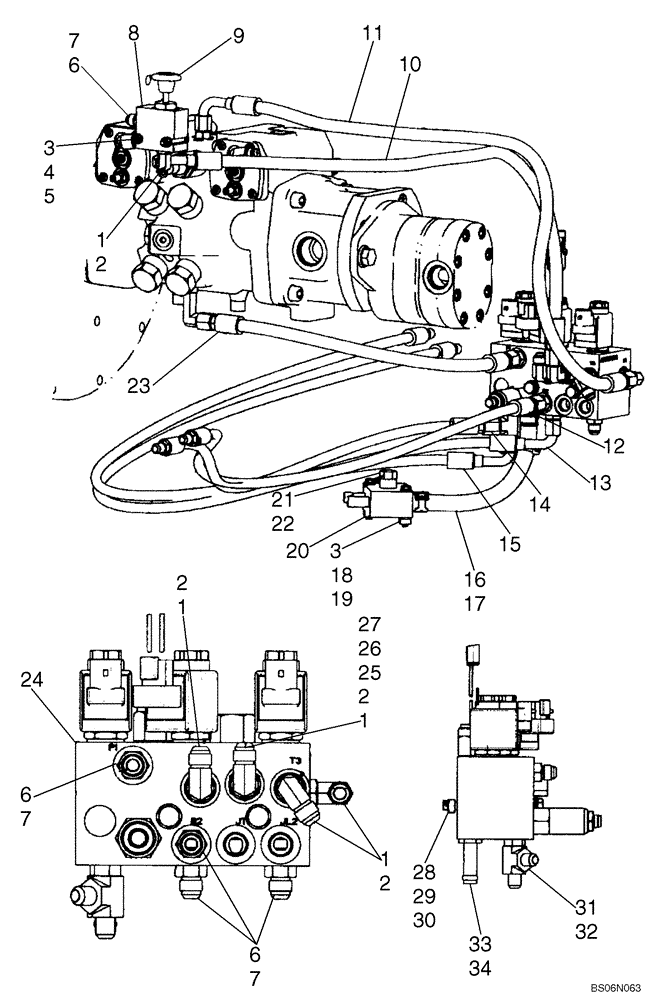 Схема запчастей Case 440CT - (06-06A) - HYDROSTATICS - MULTI VALVE (440CT WITH PILOT CONTROL) (06) - POWER TRAIN