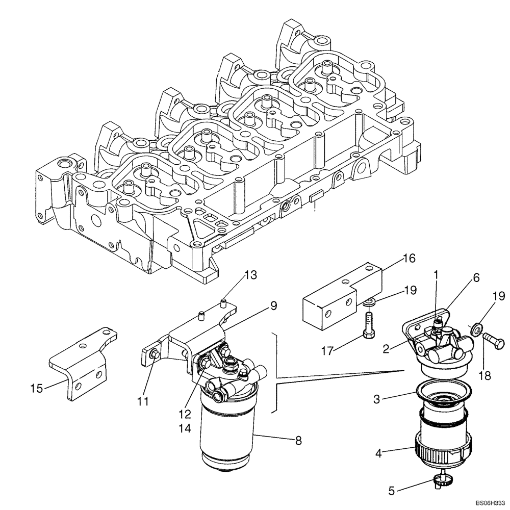 Схема запчастей Case 650K - (03-10) - FUEL FILTER (03) - FUEL SYSTEM