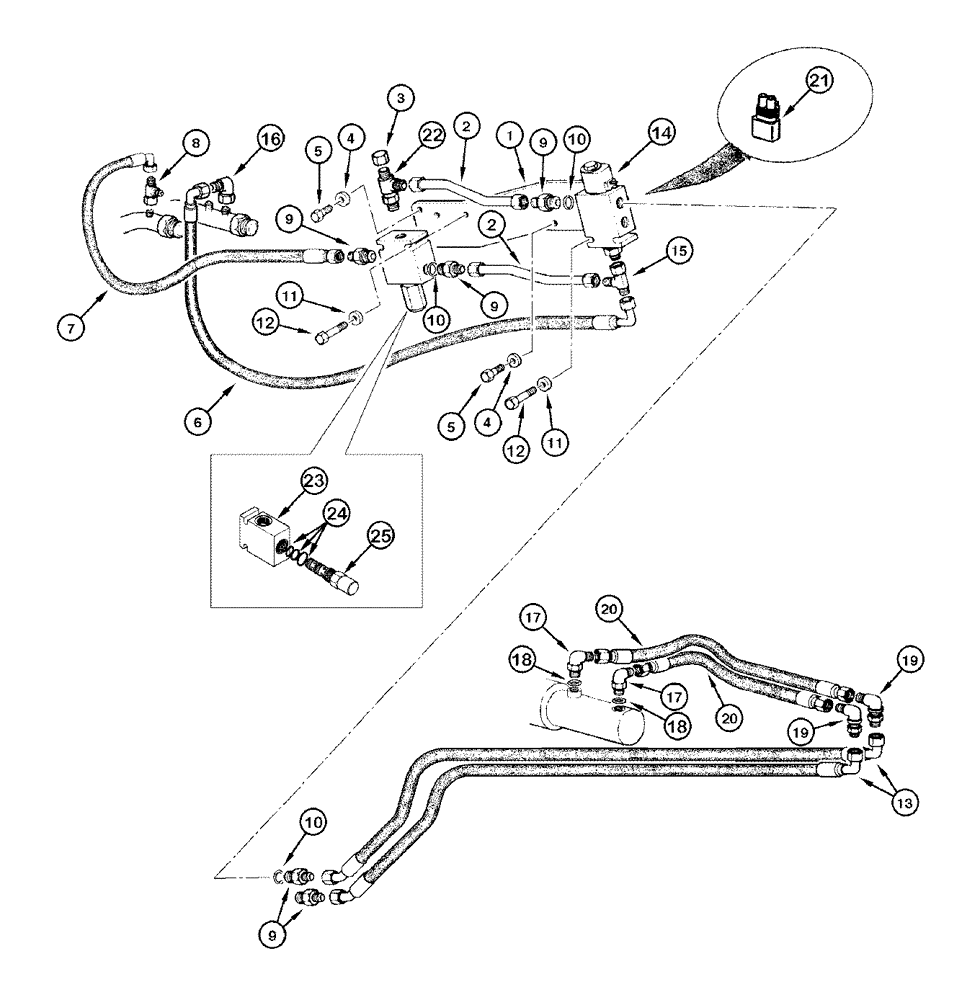 Схема запчастей Case 865 DHP - (8-022) - BLADE HYDRAULIC CIRCUIT - LOCK (3 HOLES) (08) - HYDRAULICS