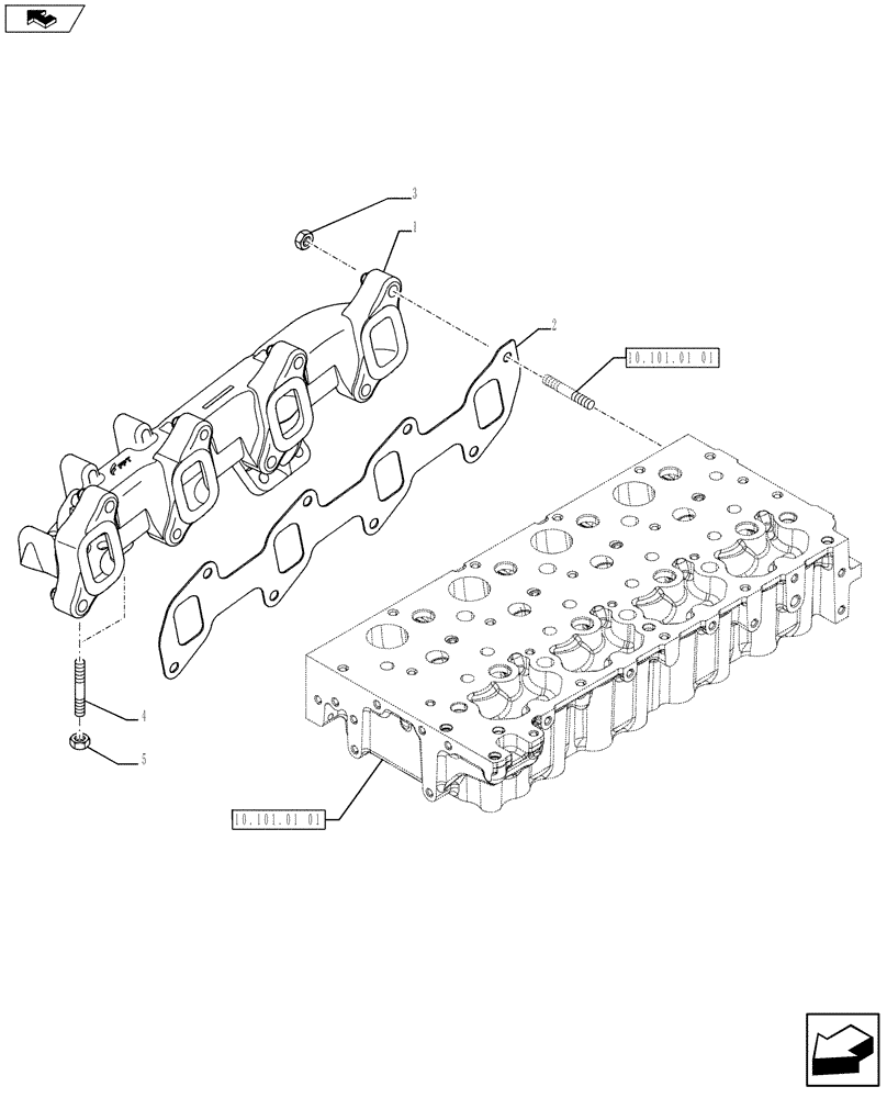 Схема запчастей Case F5HFL413B A001 - (10.254.05) - EXHAUST MANIFOLD (504389744) (10) - ENGINE