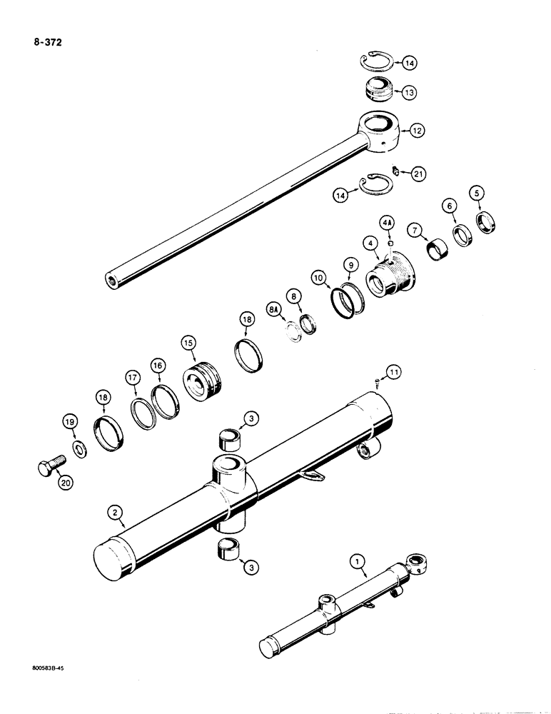 Схема запчастей Case 1455B - (8-372) - DOZER LIFT CYLINDERS, MECHANICAL ANGLE AND HYDRAULIC ANGLE TILT PITCH DZER MODELS (08) - HYDRAULICS