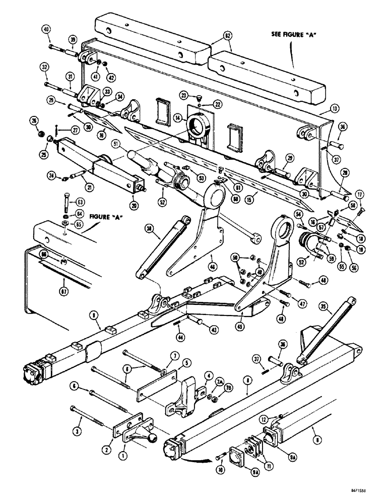 Схема запчастей Case 350 - (372) - POWER TILT DOZER - PUSH BEAMS, MOLDDBOARD AND CYLINDERS (05) - UPPERSTRUCTURE CHASSIS