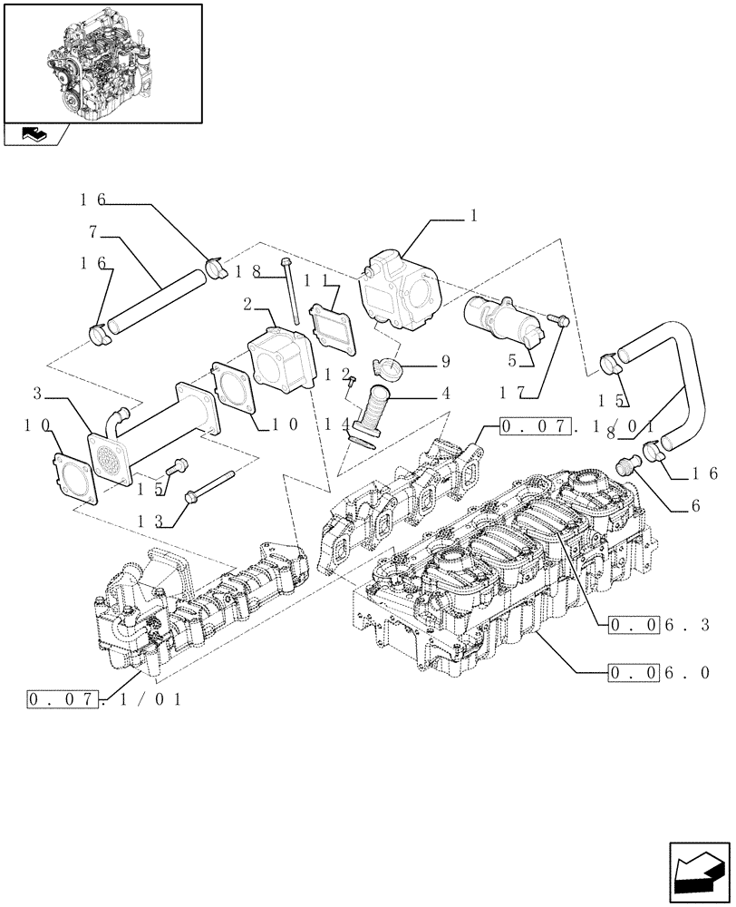 Схема запчастей Case 321E - (0.07.5) - HEAT EXCHANGER - ENGINE (01) - ENGINE