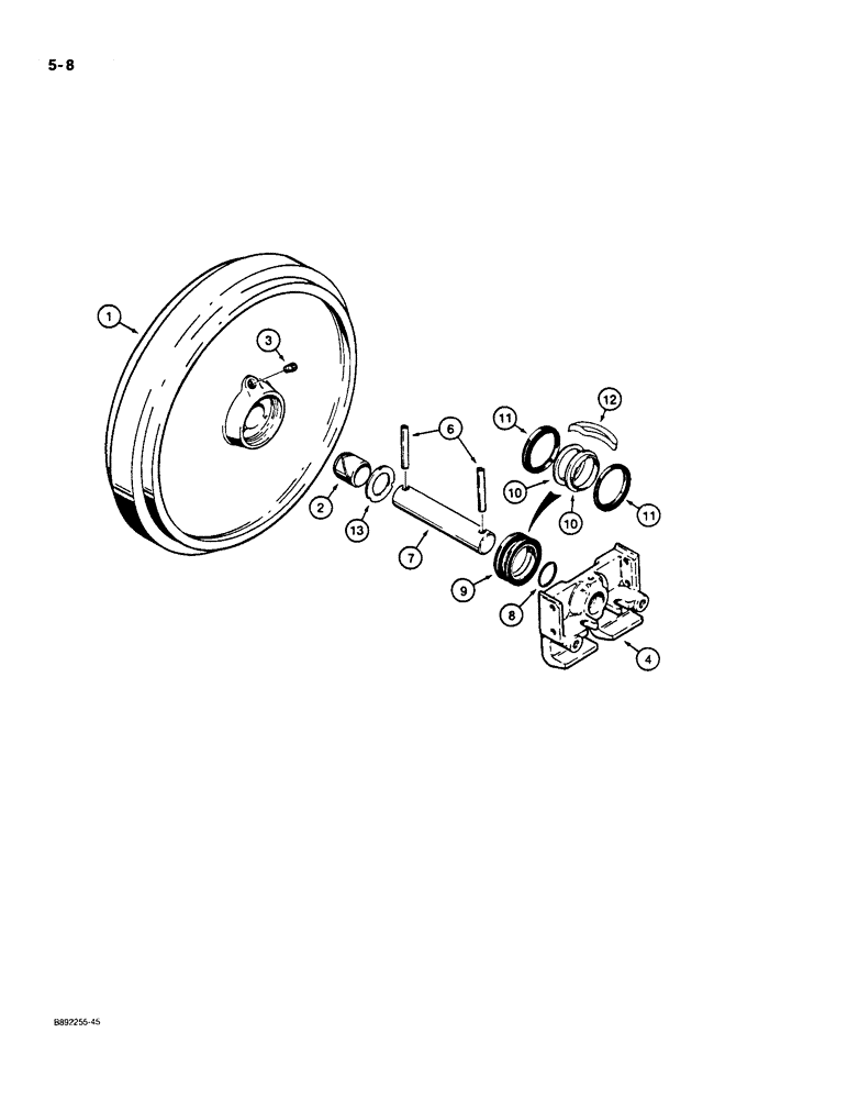 Схема запчастей Case 550 - (5-08) - IDLER ASSEMBLY (11) - TRACKS/STEERING