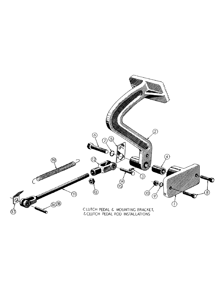 Схема запчастей Case 300 - (042) - CLUTCH PEDAL & MTG BRACKET (03) - TRANSMISSION