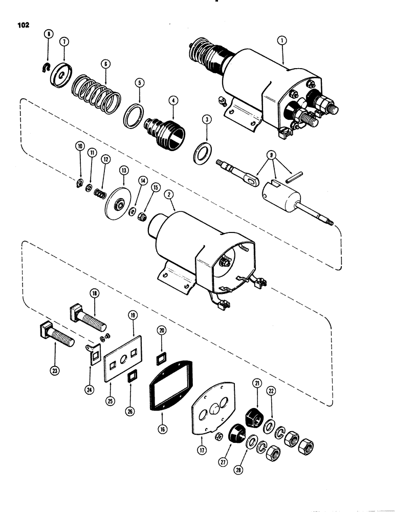 Схема запчастей Case 1150C - (102) - SOLENOID (04) - ELECTRICAL SYSTEMS