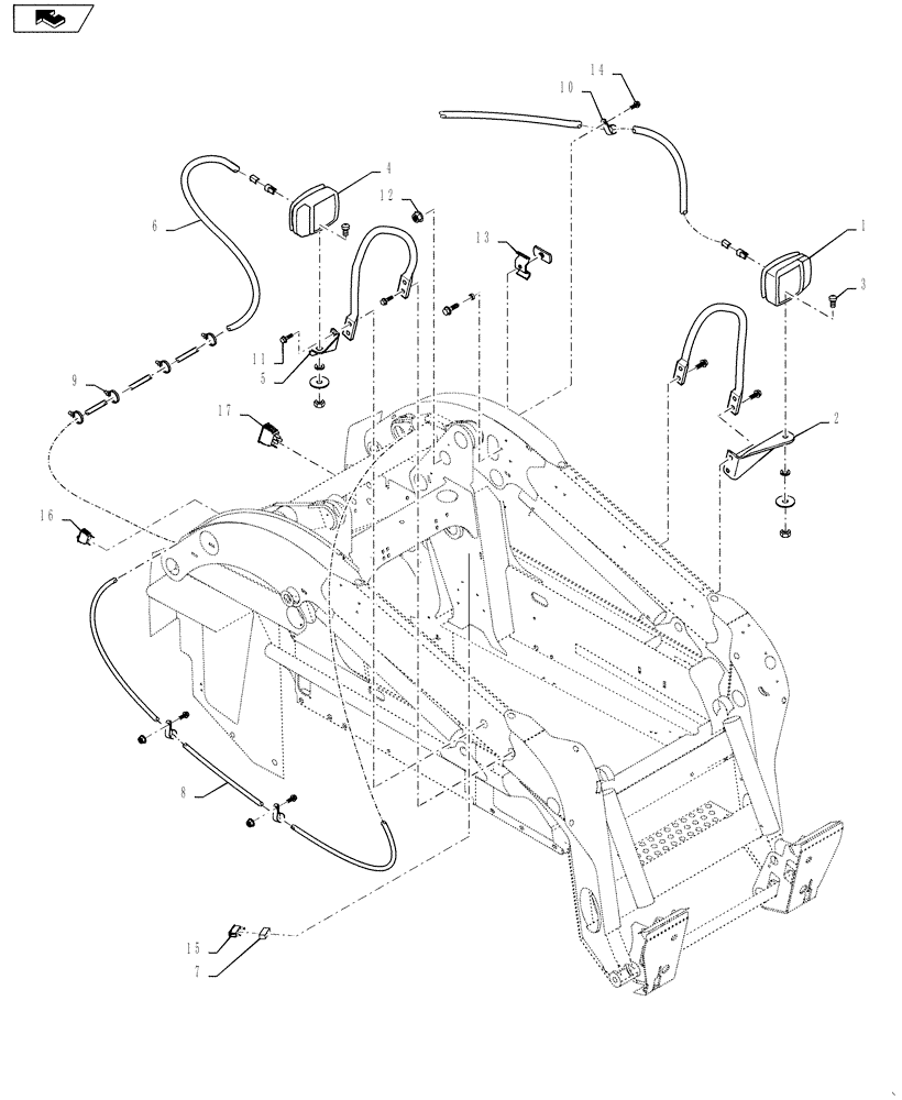 Схема запчастей Case SV185 - (55.404.CY[01]) - EU ROAD LIGHTS MED VERT CASE (SV185) (55) - ELECTRICAL SYSTEMS