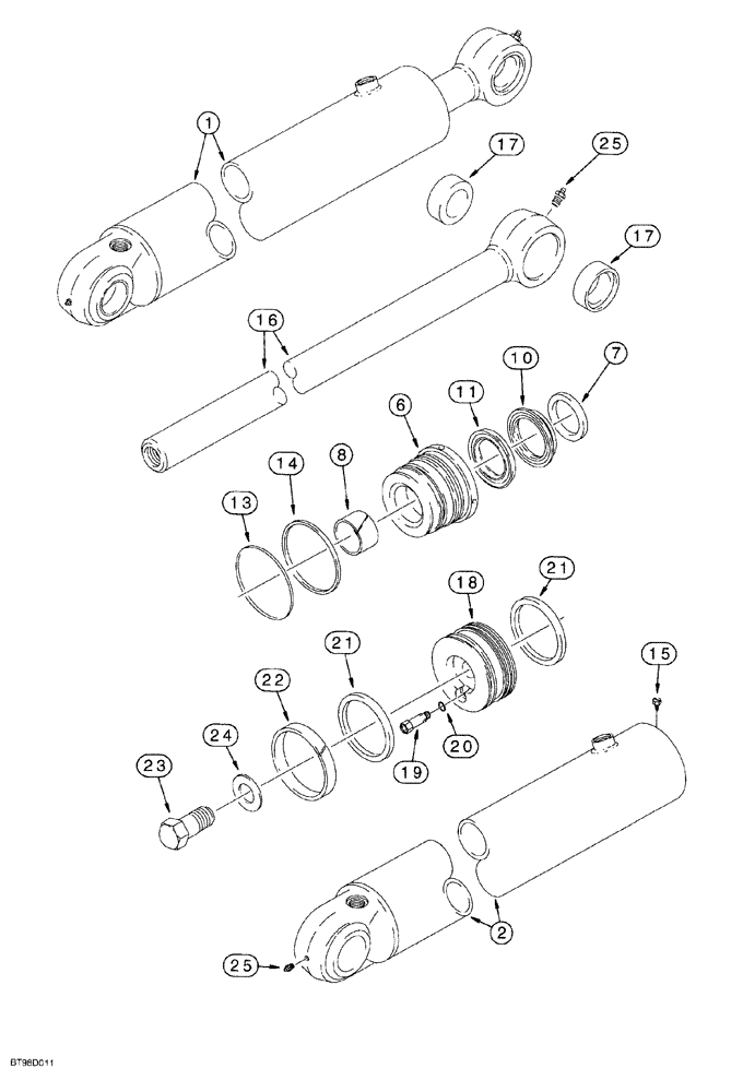 Схема запчастей Case 580SL - (8-137A) - BACKHOE BOOM CYLINDER WITHOUT TUBE EYE BUSHINGS (08) - HYDRAULICS