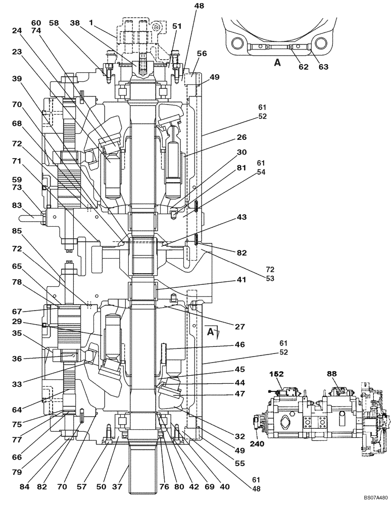 Схема запчастей Case CX800 - (08-100-00[01]) - PUMP ASSY, HYDRAULIC - PISTON (08) - HYDRAULICS