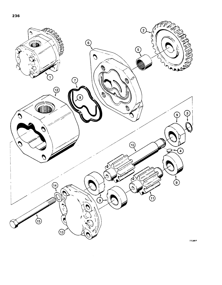 Схема запчастей Case 1150D - (236) - TRANSMISSION CHARGING PUMP (06) - POWER TRAIN