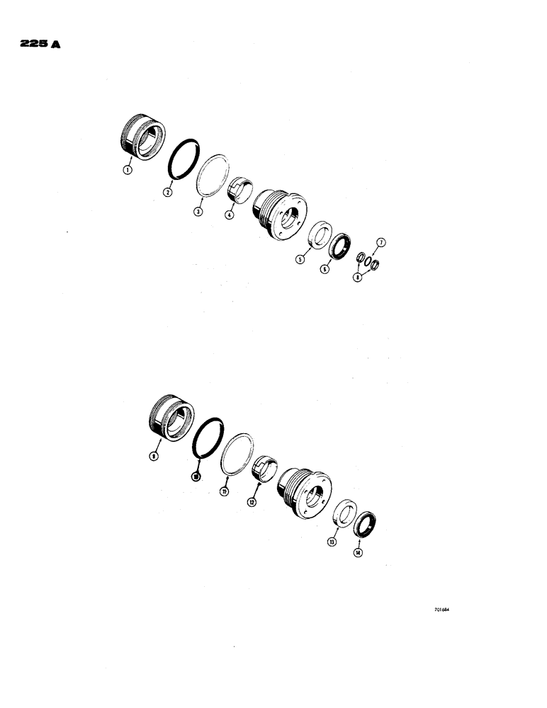 Схема запчастей Case 850 - (225A) - CYLINDER PACKING KITS, USED IN DOZER TILT CYL. W/ 3-1/2" & 1-1/4" DIA. ROD, G32627 CYL. PACKING KIT (07) - HYDRAULIC SYSTEM