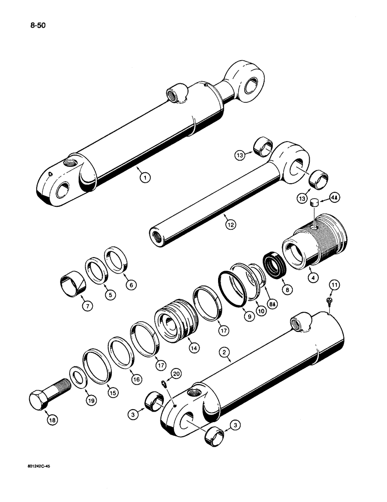 Схема запчастей Case 26D - (8-50) - G101200 STABILIZER CYLINDER 