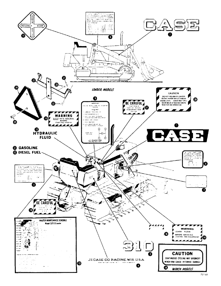 Схема запчастей Case 310G - (158) - DECALS (05) - UPPERSTRUCTURE CHASSIS